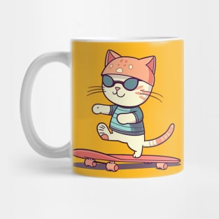 Funny cat on skateboard Mug